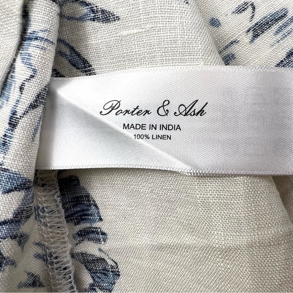 Porter & Ash 100% Linen Short Sleeve Leisure Shirt Men’s XL Cream/Blue Designer - Picture 7 of 10
